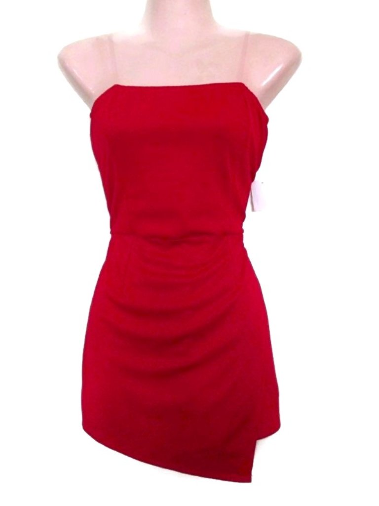 Charlotte Russe New Asymmetric Strapless Red Romper Size Medium Skort